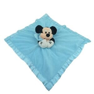Disney Store Baby Mickey Mouse Lovey Security Blanket Blue Plush Infant Toy